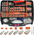 378 PCS DT Deutsch Series Waterproof Connector Kit, 2 3 4 6 8 12 Pin Connectors, Crimping Tool(12-20AWG) & DT Removal Tool, Size 16 Solid Terminal Contacts (14-20AWG) for Cars Motorcycle Boat