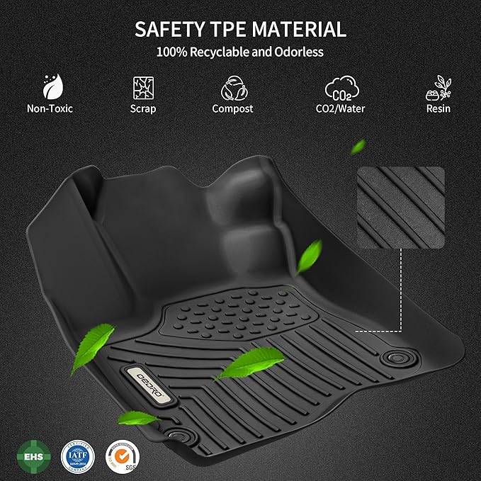 OEDRO Floor Mats Fit for Toyota 4Runner 2024-2013 / Lexus GX460 2014-2023, TPE All-Weather 4Runner Car Mats Includes 1st and 2nd Row Full Set Liners, Black