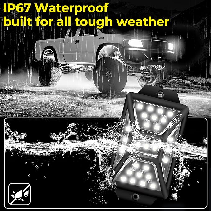 30 Pods 810 White Rock Lights with 11yd/10M Extension Wire, 6000K Super Bright Underglow Light, Waterproof IP67, 360° Full Angle Illuminate Rock Lights for Trucks Jeep UTV ATV SUV Boats