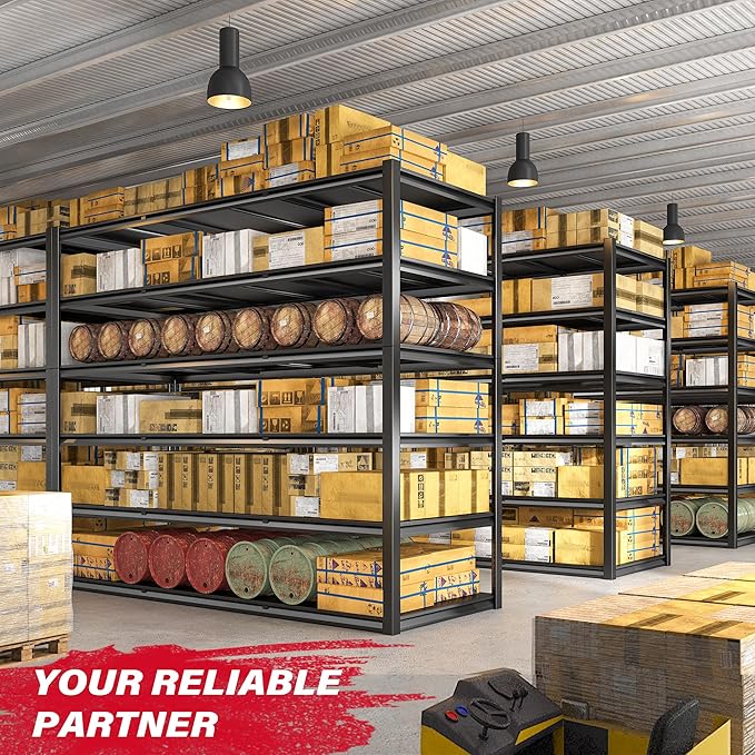 REIBII 84“H Garage Shelving Heavy Duty Storage Shelves 3500 LBS Adjustable Metal Shelving Uints and Storage for Garage, Warehouse, School, Commercial, Business, 60 "W x 24 "D x 84 "H, 2 Pack