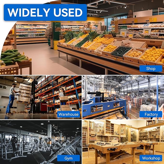 Led High Bay Light 100W, 14000lm 5000K UFO Bay Lighting with US Plug 5' Cable, 120V, IP65 Waterproof Commercial Lights Fixture for Workshop Factory Barn Garage, 4 Pack