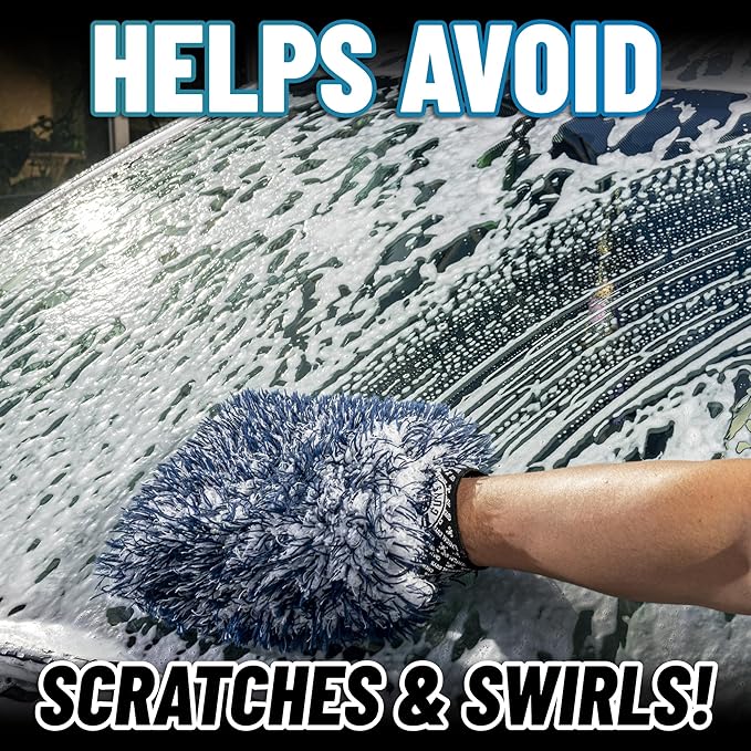 Chemical Guys, The Dually, Dual-Fiber, Wet-Dry Use, Microfiber Wash Mitt, (Car Wash Mitt Great for Car, Truck, SUV, RV, & More) Dark Blue + White, (2 Pack) MIC51702