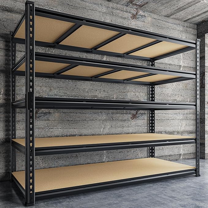 59.8" W Garage Shelving 72" H Storage Shelves 2750LBS Metal Shelving Heavy Duty Garage Shelves Adjustable Metal Shelf for Basement Warehouse Pantry 59.8" W x 24" D x 72" H