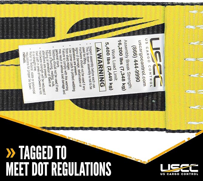 US Cargo Control 4 Inch x 11 Inch Fixed End (2-Pack), Zinc-Coated Ratchet and Black Flat Hook, 5,400 lbs Working Load Limit, 4 Inch Ratchet Strap Fixed Ends for Flatbed Trailers and Trucks