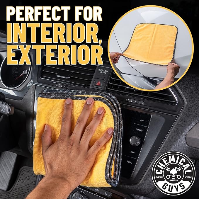Chemical Guys MIC 506 03 Professional Grade Premium Microfiber Towels, Gold (16 Inch x 16 Inch) (Pack of 3) - Safe for Car Wash, Home Cleaning & Pet Drying Cloths
