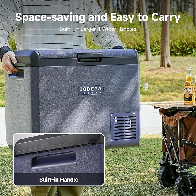 BODEGACOOLER 12v Car Refrigerator, 63QT(60L) IPX4 Waterproof Electric Cooler, APP Control Car Fridge with 12/24V DC 110-240V AC, -4℉~68℉, Portable Freezer for Truck Van RV Camping, Travel,Home