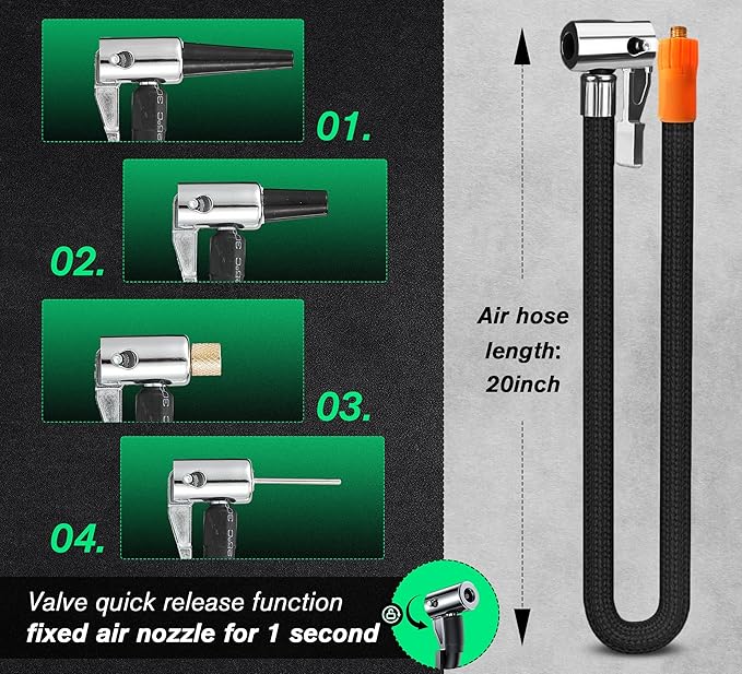 Vehicle Tire Inflator Portable Air Compressor & Inflator(150PSI),TYPE-C 6000mAH Car Tire Pump with Light, Digital Tire Pressure Gauge, Air Pump-Car Motorcycle Accessories
