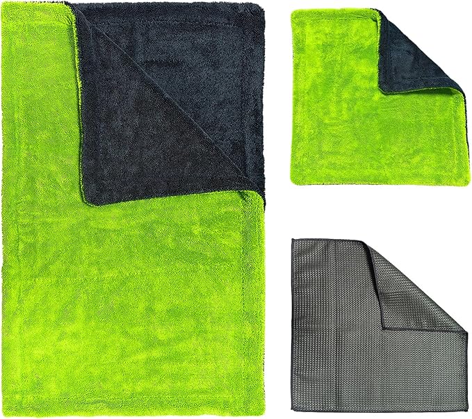 3 Pack Microfiber Towels for Car Detailing, 28" x 36" Extra Large Car Wash Drying Towels 16" x 16" Microfiber Edgeless No Scratches and Waffle Weave Absorbent Cloth for Truck, SUV