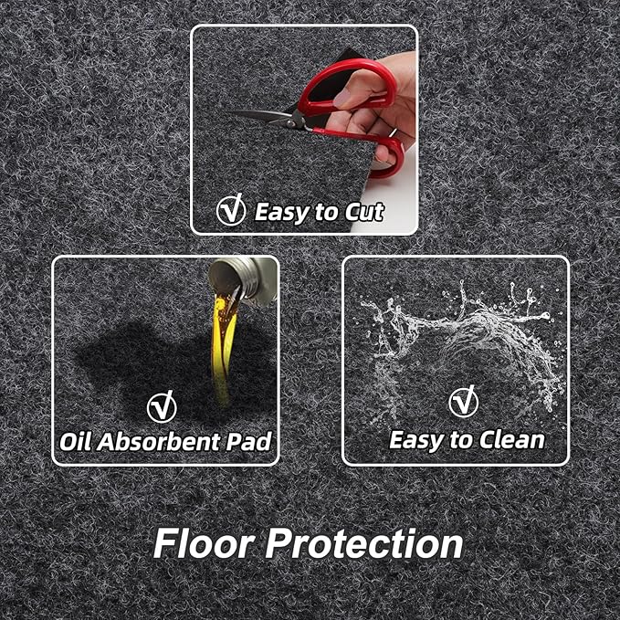 Roykaw Golf Cart Parking Mat Garage Floor Mat Compatible with EZGO, Club Car, Yamaha, ATV, UTV and Small Utility Vehicles, Slide-Resistant, Petroleum Pollution Protection - 9.18 ft. x 4.92 ft.