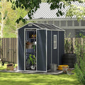MyVoice 8x4 FT Outdoor Resin Storage Shed with HD Window, Rustproof Waterproof Garden Tool Shed, 12mm Thickened PP Panels, Large Capacity Outdoor Utility House for Backyard Patio (with Floor)
