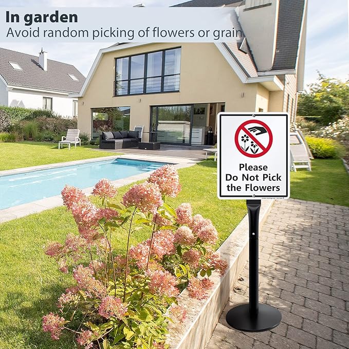 Heavy Duty Parking Sign Base Cast Iron 48" Parking Sign Post, Heavy Duty Cast Iron Sign Holder Base, Movable Sign Stand Suitable for Hanging Warning, Notice, Guiding Sign Display Stand (Black)