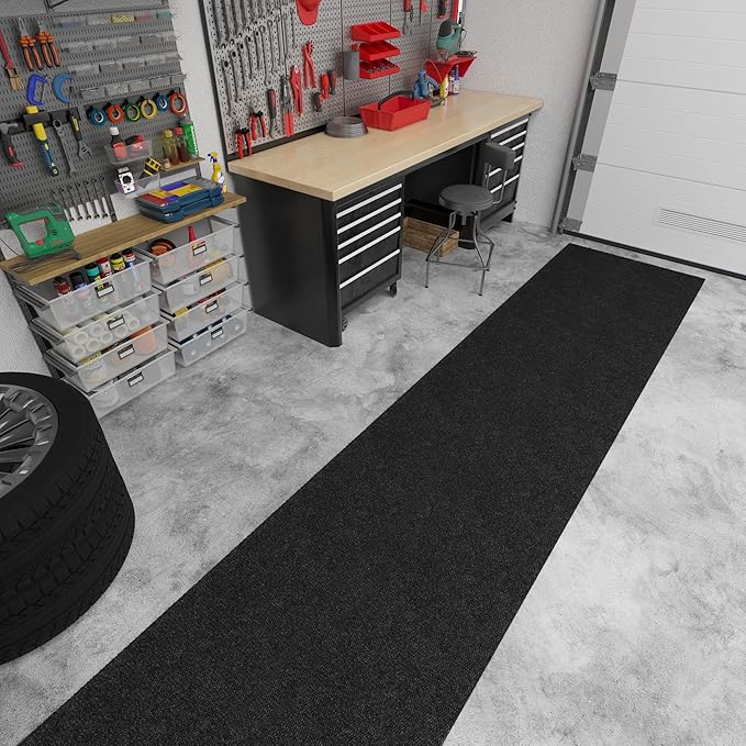 Ottomanson 2' x 19' Hallway Runner with Scraper Pile Extra Durable Non-Slip Rug Mat for Indoor & Outdoor Use - Ideal for Kitchen, Entryway, Patio & Garage - High-Traffic Carpet, Black