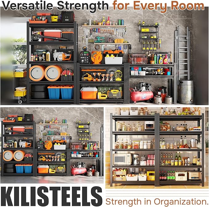 3000LBS Wire Shelving Unit, 5 Tier Adjustable Metal Storage Shelves for Kitchen Pantry Office Steel Organizer Wire Rack for Narrow Space College Dorm School, 15.7" D x 35.4" W x 72" H, Black