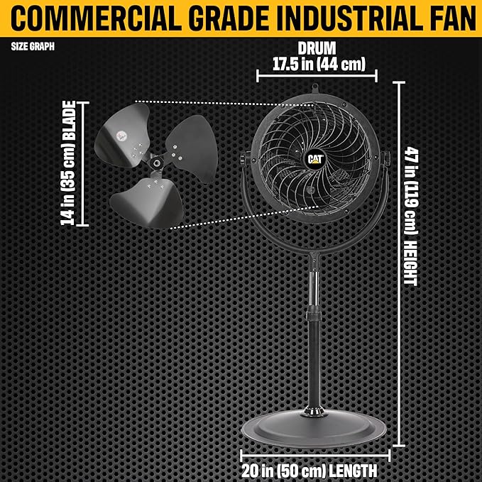 CAT Caterpillar® 14" HIGH VELOCITY PEDESTAL DRUM FAN, BLACK