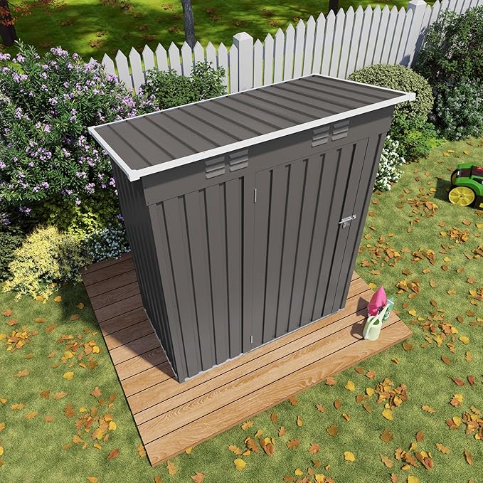 ARMSET 6x3.5 FT Metal Outdoor Storage Shed for Patio & Backyard - Waterproof Small Shed, Lockable Tool Shed with Clear Window, Galvanized Steel Garden Storage Cabinet for Tools and Bikes