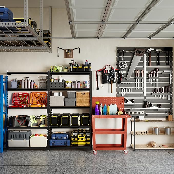 2000LBS Storage Shelves 5 Tier Garage Shelving Heavy Duty, Adjustable Metal Shelving Unit, Garage Shelves for Basement, Warehouse, Pantry, 72" H x 35.8" W x 15.8" D, Black
