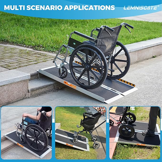 LEMNISCATE 3FT Wheelchair ramp,29.2” W,Non-Slip Portable Aluminum Wheel Chair Ramps, Folding Ramps for Wheelchair for Homes,Entry, Shed, Steps, Stairs, Handicap, Doorways, Curbs, 800LBS Capacity