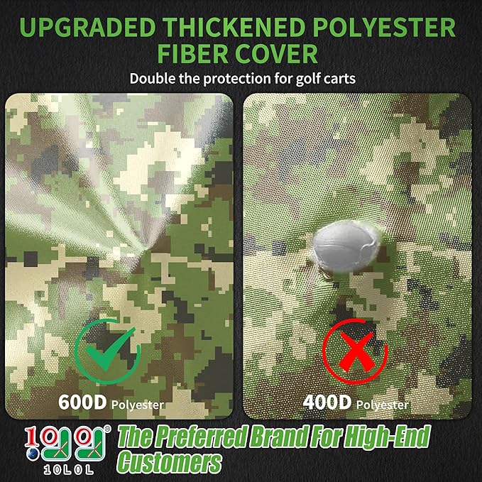 10L0L Heavy Duty Golf Cart Cover for 2/4 Passengers EZGO, Club Car and Yamaha, All Weather Outdoor Protection Weatherproof