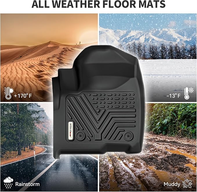 YITAMOTOR Floor Mats Set Fits for Chevrolet Equinox 2018-2024, Custom Fit Front & 2nd Seat Cargo Liner Set - Black TPE All-Weather Guard