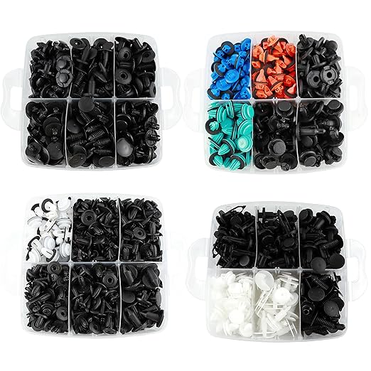 Ford GM Toyota Honda Chrysler Nissan Car Push Retainer Clips 1045pcs with 30 Popular Push Pins for Auto Parts Sizes - Includes 10 Cable Ties and Red Fastener Remover