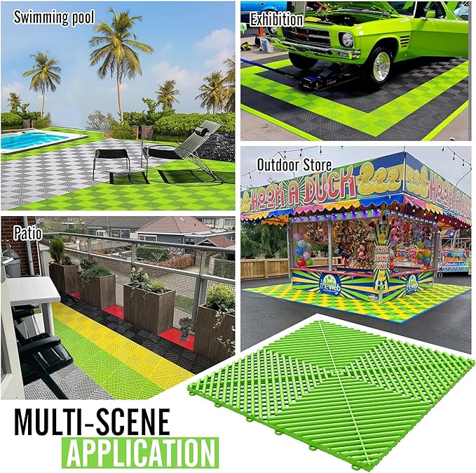 15.7"x15.7" Garage Flooring Tiles, Non-Slip Interlocking Plastic Garage Floor Mat, Garage Organization & Garage Storage, Vented Pattern (Sublime, 25PCS)