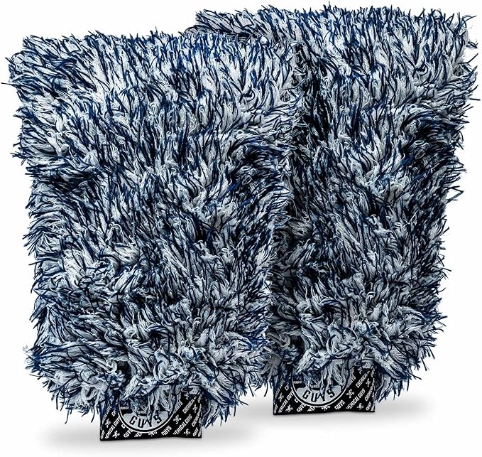 Chemical Guys, The Dually, Dual-Fiber, Wet-Dry Use, Microfiber Wash Mitt, (Car Wash Mitt Great for Car, Truck, SUV, RV, & More) Dark Blue + White, (2 Pack) MIC51702