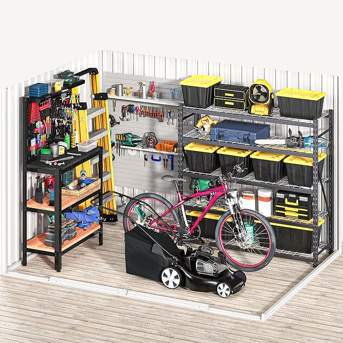 DWVO 8x6FT Outdoor Storage Shelter, Roomy Steel Tool Shed with Secure Entrances & Air Circulation for Patio, Lawn, and Backyard, Ideal for Storing Garden Gear, Lawn Tools, and Bikes, Dark Gray