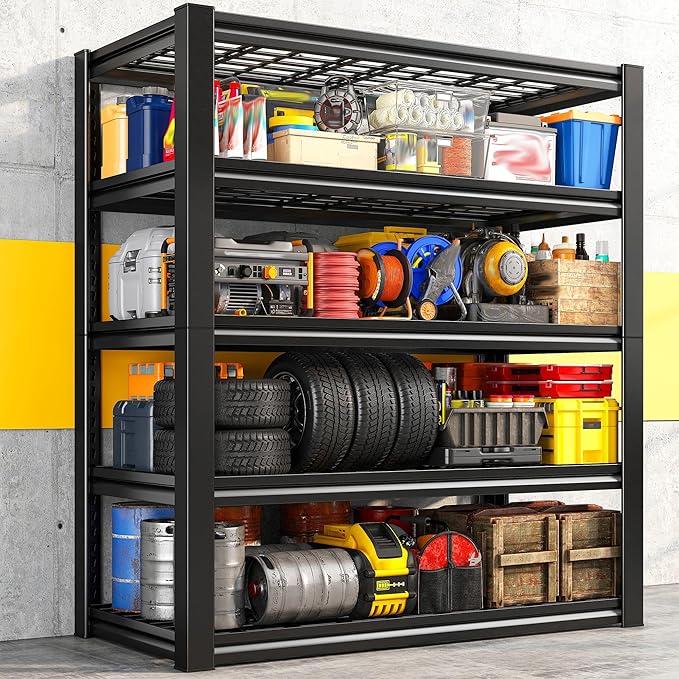 REIBII Garage Shelving 3000LBS, Heavy Duty Storage Shelves, Adjustable Industrial Metal Shelving Unit for Garage, Basement, Pantry, Warehouse,Commercial, 36" W x 16" D x 72" H, 3 Pack