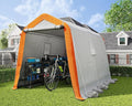 AMERLIFE 6x8x6.6 FT Heavy Duty Portable Shed Storage Shelter, Outdoor Storage Shed with 2 Waterproof Windows & Roll-Up Zipper Door, Carport for Motorcycle, Bike, Grey