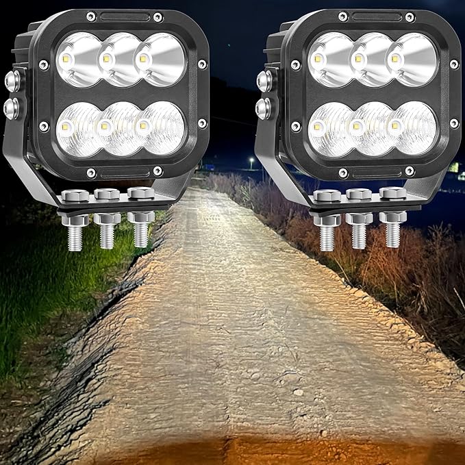 LED Light Pods, Offroad Driving Lights 5 Inch 120W 10000lm Off Road LED Work Pods for Truck Car Boat ATV Tractor 12V 24V Auxiliary Fog Lights, 【IP68 Waterproof with DT Wiring Harness】