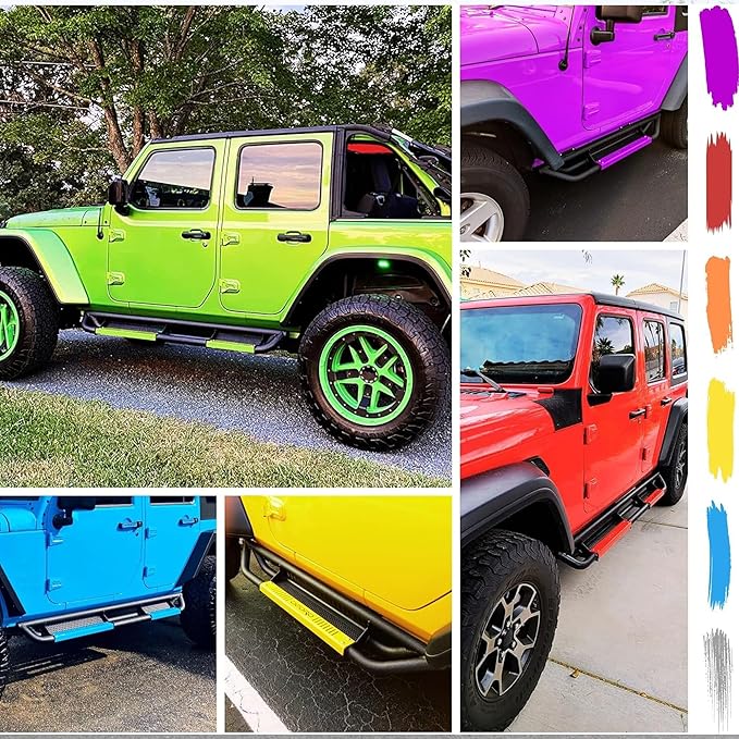 OEDRO 6 inch Running Boards, Drop Side Steps Compatible with 2018-2025 Jeep Wrangler JL 2 Door, All Steel Nerf Bar Paintable Step Plates