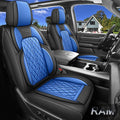 Car Seat Cover Custom Fit for Dodge Ram 1500 2500 3500 2002-2024 Faux Leather Seat Cover Set Compatible with Crew Quad Regular Cab Pickup Truck Cushions (Black & Blue, Front Seat)