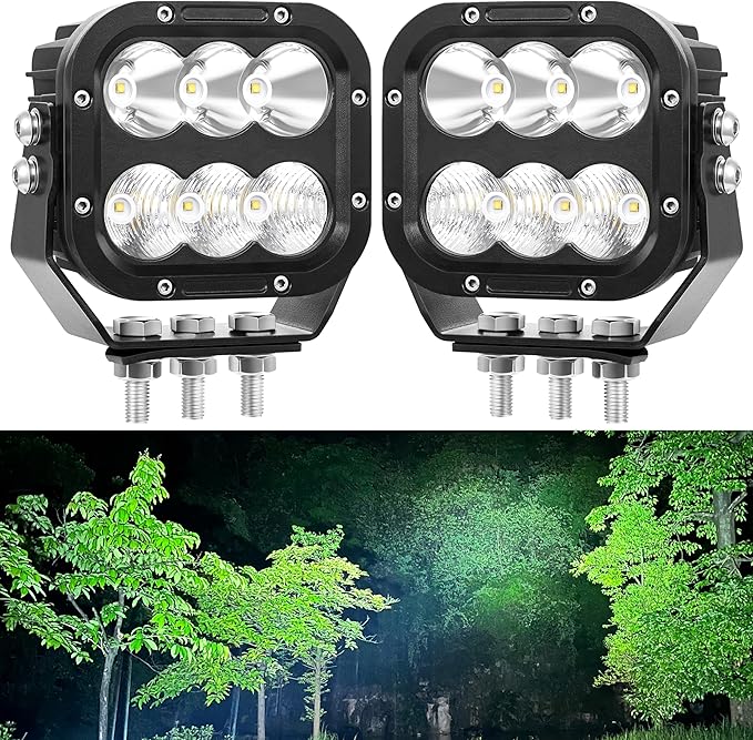 Cube LED Off Road Lights, 5 Inch 120W 10000lm IP68 LED Driving Lights Pods, Ultra Bright Square Combo Beam for Car Boat ATV UTV RV Golf Cart Pickup Tractor Work Lights 12V 24V, Pair