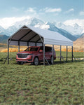 13'x21'x11' Oversized Metal Carport, Steel Heavy Duty Carport for All-Weather, Permanent Shelter for Bass Boats, Pickup Trucks, and Tractors, N.W. 660 Lbs