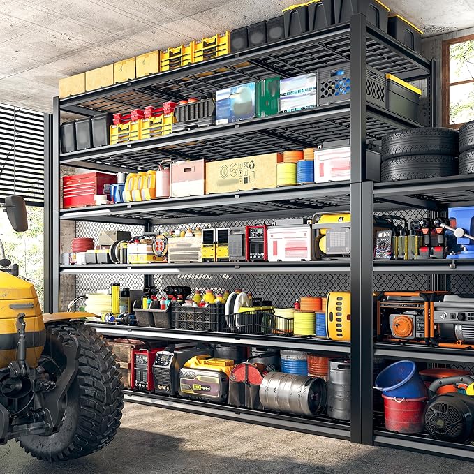 REIBII 60" W Garage Shelving, 2900LBS Storage Shelves, 6 Tier Heavy Duty Shelving, Adjustable Metal Shelving Units and Storage Rack for Warehouse, Pantry, Basement, 60" W x 84" Hx 24" D, 2 Pack