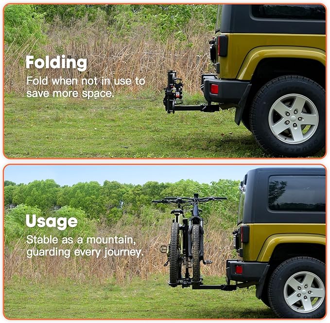MagRack F2 Bike Rack, 200 lbs Electric Bike No Installation Bike Carrier for 2 Bike, Foldable Bike Racks for Tow Hitch 2'' Receiver Cars Trucks SUVs Minivans RV, Trailer