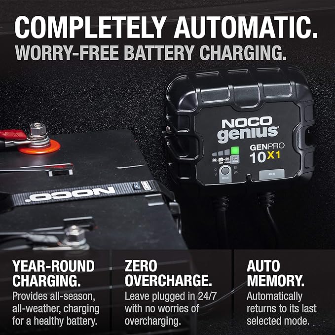 NOCO Genius GENPRO10X1: 1-Bank, 10A Onboard Battery Charger - 10A Per Bank, 12V Waterproof Marine Charger with Overcharge Protection & Temperature Compensation – for Lead-Acid & Lithium Batteries