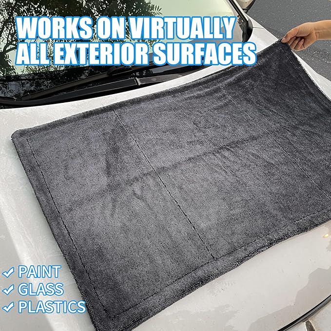 belhope 2 Pack Microfiber Towels for Cars, 24"x36" Extra Large Super Absorbent Car Drying Towel Detailing, No Streaks, Scratches and Water Spots