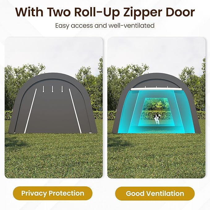 Kiss the Water Carport, Round Portable Garage, Steel Heavy Duty Carport with Ground Stakes, Tensioner and 2 Roll Up Windows PE Fabric Car Port, Tent for Storage, Storage Shed, Garage, SUV (13x20 Ft)