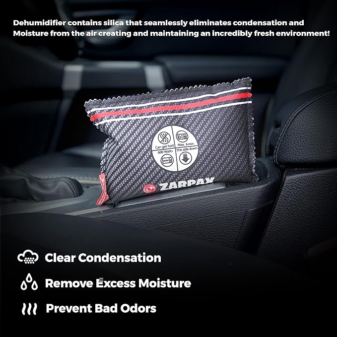 Car Dehumidifier - Rechargeable for Car, Auto, Truck, Van, SUV and RV/Motorhome Moisture absorber Dark Grey, Pack of 1