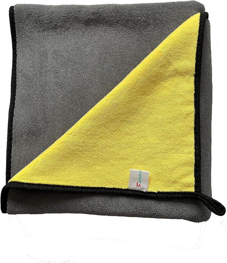 Large Microfiber Drying Towel for Car, Great Thick Soft Plush Towels, 36 x 24inches 800GSM Thickness, Quality, Washable, Absorbency No Scratch Lint Free Drying Towel (36 x 24inches,Grey-Yellow,1pack)
