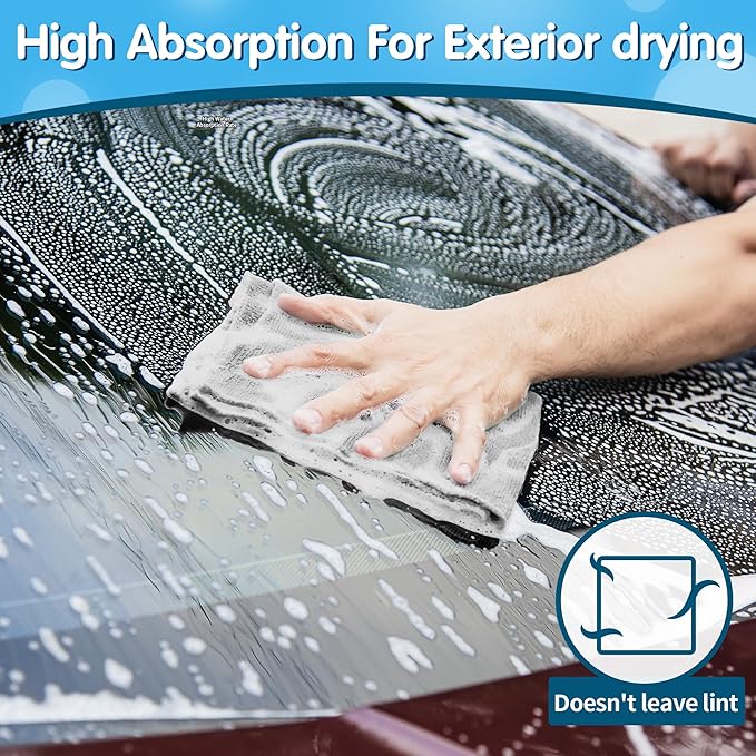 FIXSMITH Grey Microfiber Cleaning Cloth, Pack of 50, 16"X12" Cleaning Rags for Housekeeping and Kitchen, Reusable Shop Towels, Microfiber Towels for Cars, Lint Free, Scratch-Free, Highly Absorbent