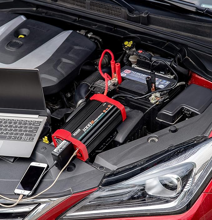 1000W Car Power Inverter, DC 12V to AC 110V Car Inverter with Dual AC Outlets and Dual 3.1A Quick Charging USB Port Car Adapter