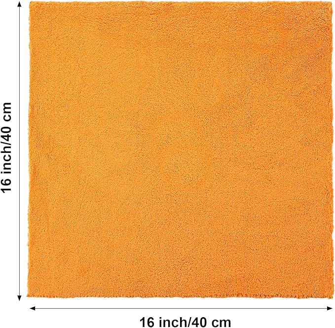 Shimeyao 30 Pcs Edgeless Microfiber Plush Towels for Cars Detailing Drying Wash Polishing Absorbent Cleaning Cloths, 500 GSM, 16 x 16 Inch(Orange)