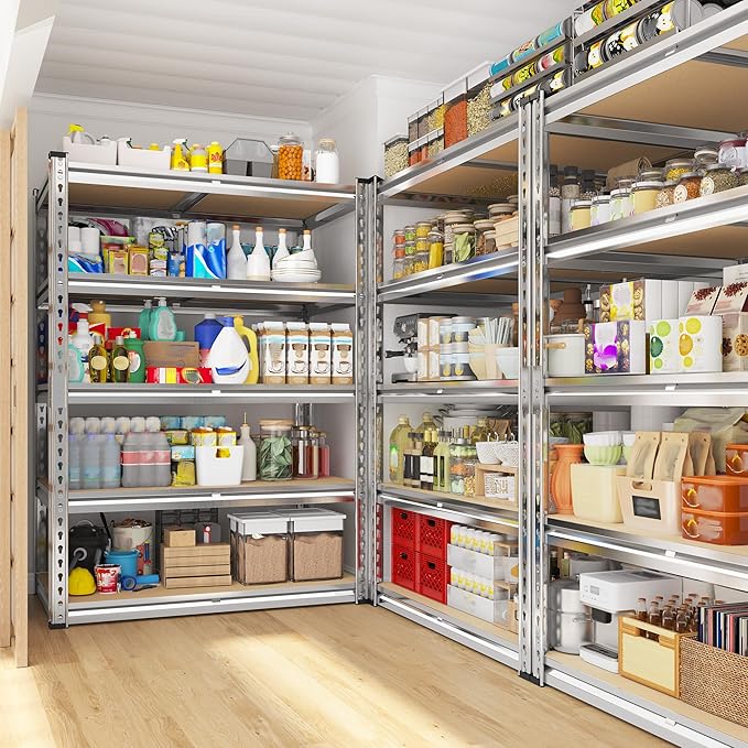 REIBII 72.05" H Storage Shelves 2300LBS Garage Shelving Heavy Duty Metal Shelving 5 Tier Garage Shelves Adjustable Metal Shelf for Kitchen Basement Pantry 35.45" W x 17.72" D x 72.05" H