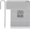 12 inch Fence Stakes Heavy Duty 50-Pack J Hook Rebar Ground Stakes Anchor Galvanized Tent Stakes for Outdoor Decorations Inflatables Metal Stakes for Wire Fencing