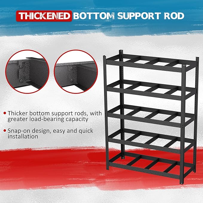 MUPATER 60.04”W × 24.02”D × 80.71”H Metal Storage Shelves, 3000 LBS Heavy Duty Utility Shelf Racks, Garage Shelving Unit with 5-Tier Adjustable Shelves for Kitchen, Warehouse, Garage