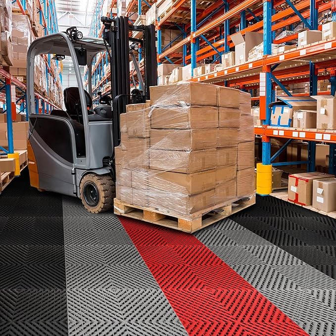 Interlocking Garage Floor Tiles - 0.79in,Vented, Self-Draining, Non-Slip Flooring, Modular, Virgin Polypropylene, Ideal for Garages, Patios, Basements, Decks -51.6 sq ft (RED, 30PCS)