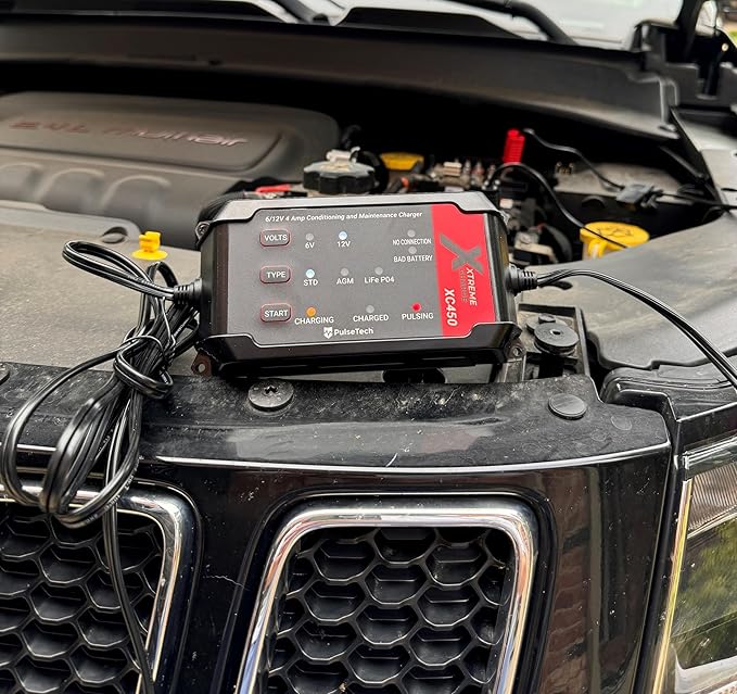 PulseTech XC450 Xtreme Charge 4 AMP Smart Battery Charger Maintainer, Trickle Charger | Test, Charge, Condition & Maintain All 6V/12V Batteries: Lead Acid, LiFeP04, Lithium, VRLA, AGM, Gel & Flooded