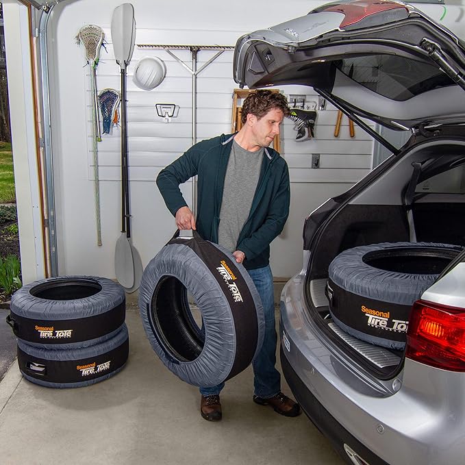 Kurgo Seasonal Tire Tote | Spare Tire Cover | Portable Wheel Bags | Winter Tire Cover | Eco-Friendly Tire Totes | Handle for Easy Transportation | Universal Fit